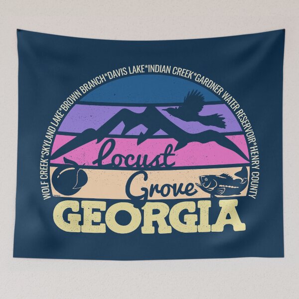 Item preview, Locust Grove Georgia Sunset Retro Vintage Local Pride Logo designed and sold by CRHPOD20.