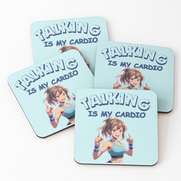 Item preview, Talking Is My Cardio anime style designed and sold by BreakupCentral.