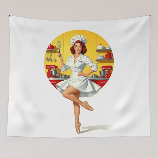 Item preview, Whisked Away – Retro Kitchen Pinup in Pointe Shoes designed and sold by Lightning-Lace.