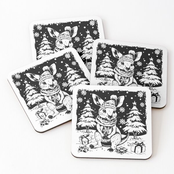 Item preview, Christmas Kangaroo in Winter Scarf – Cute Holiday Animal Illustration designed and sold by inkoutninja.