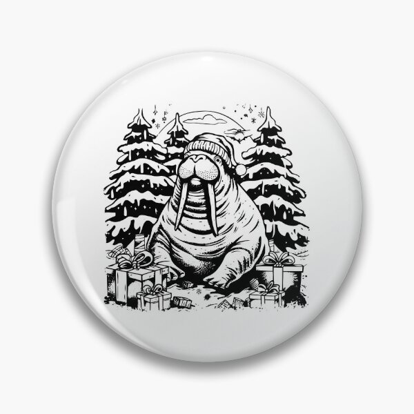 Item preview, Christmas Walrus in Santa Hat – Funny Festive Holiday Animal Illustration designed and sold by inkoutninja.