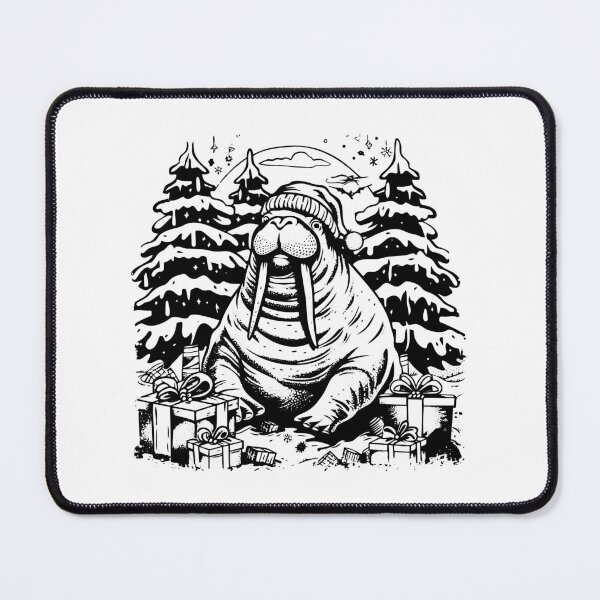 Item preview, Christmas Walrus in Santa Hat – Funny Festive Holiday Animal Illustration designed and sold by inkoutninja.