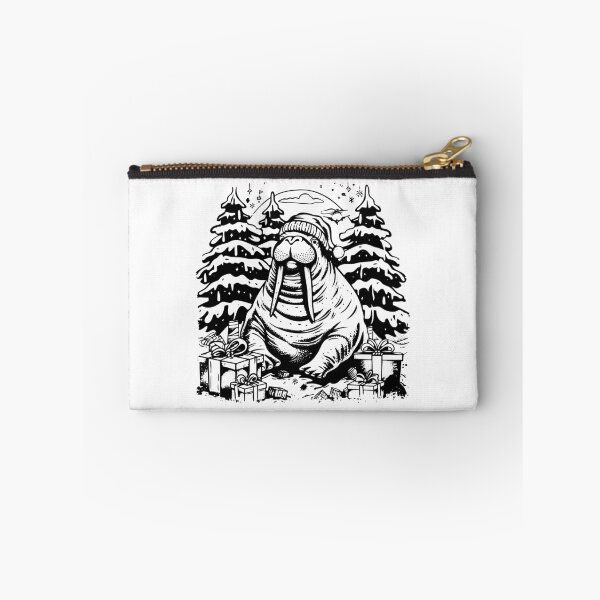 Item preview, Christmas Walrus in Santa Hat – Funny Festive Holiday Animal Illustration designed and sold by inkoutninja.
