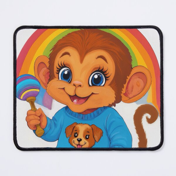 Item preview, Cuteness Cute baby Monkey Wearing Dog Onesie with Rattle under Rainbow designed and sold by Yogibear & Rachelle .
