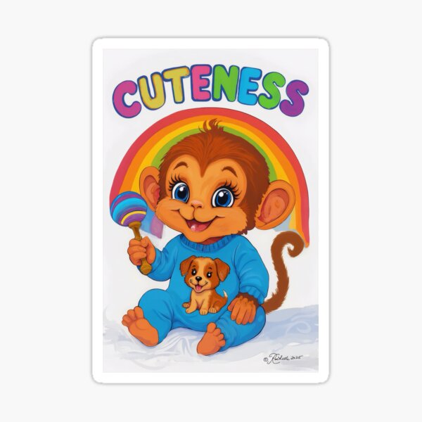 Artikel-Vorschau von Niedlichkeit Niedlicher Baby-Affe trägt Hunde-Onesie mit Rassel unter Regenbogen, designt und verkauft von Yogibear0009.