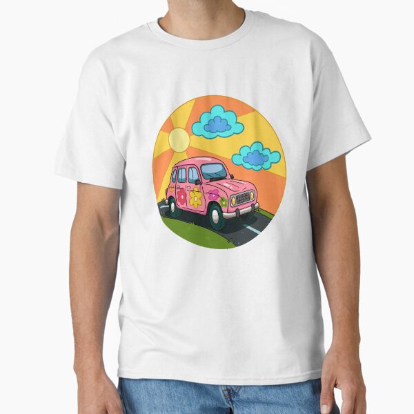 Aperçu de l'œuvre Renault 4 Groovy – Illustration rétro psychédélique créée et vendue par Lulodraw.