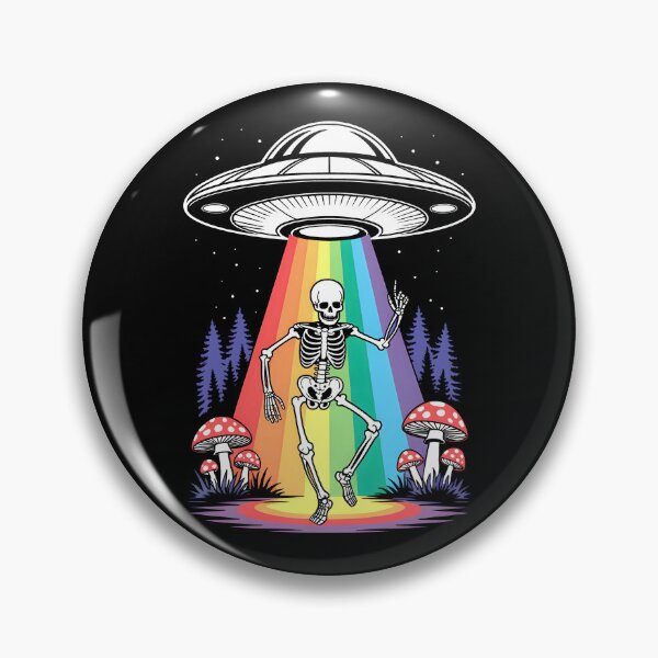 Item preview, Dancing Skeleton Rainbow UFO Beam Forest Scene designed and sold by Eh Plus Designs.