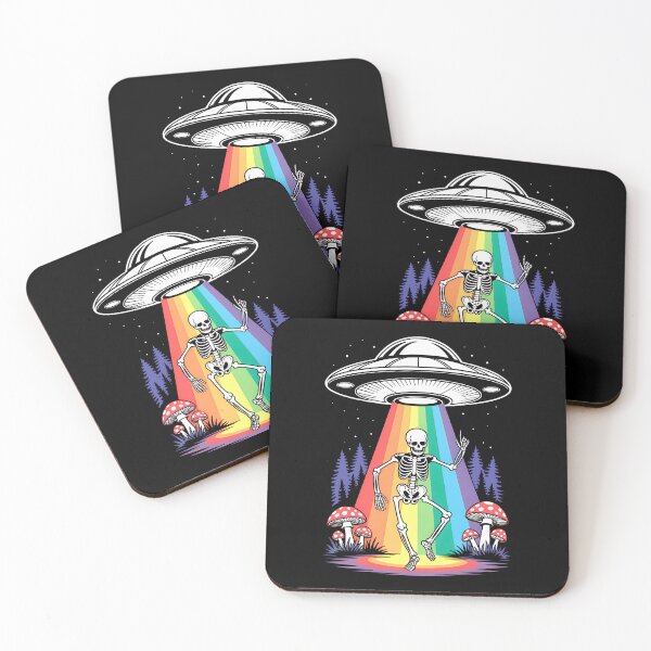 Item preview, Dancing Skeleton Rainbow UFO Beam Forest Scene designed and sold by Eh Plus Designs.
