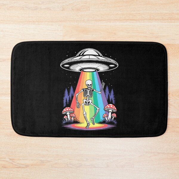 Item preview, Dancing Skeleton Rainbow UFO Beam Forest Scene designed and sold by Eh Plus Designs.