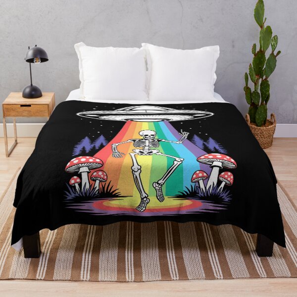 Item preview, Dancing Skeleton Rainbow UFO Beam Forest Scene designed and sold by Eh Plus Designs.