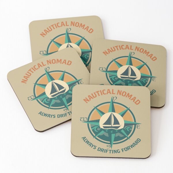 Item preview, “Nautical Nomad – Always Drifting Forward” Compass-Rose Sailboat designed and sold by Fierce Wave Supply Co..
