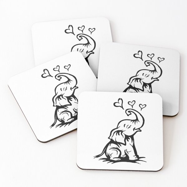 Item preview, Cute Baby Elephant with Hearts – Wholesome Animal Love Illustration designed and sold by inkoutninja.