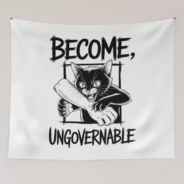 Item preview, Become Ungovernable - Black Cat Biting Hand designed and sold by brynatshop.