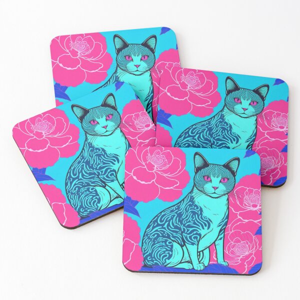 Item preview, Light Blue Cat with Traditional Japanese Pattern designed and sold by LEO'S CREATURE　れおずくりーちゃー.