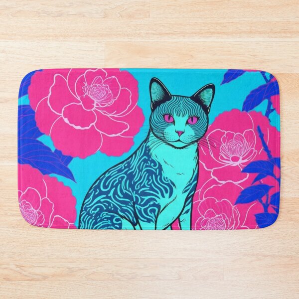 Item preview, Light Blue Cat with Traditional Japanese Pattern designed and sold by LEO'S CREATURE　れおずくりーちゃー.