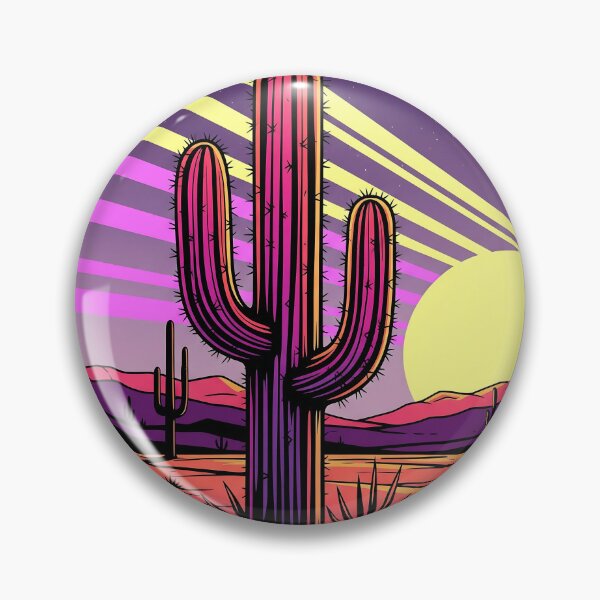 Item preview, Neon Cactus in Desert – Bold Stylized Illustration with Abstract Sunrays designed and sold by Dino-Lune.