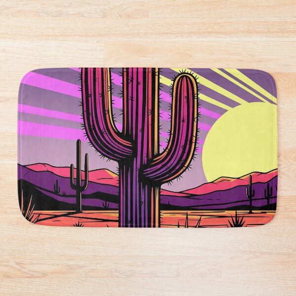 Item preview, Neon Cactus in Desert – Bold Stylized Illustration with Abstract Sunrays designed and sold by Dino-Lune.