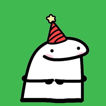 Artwork thumbnail, Green Happy Purp in Party Hat – Cute Cartoon Celebration by Heavenly-Cloudz