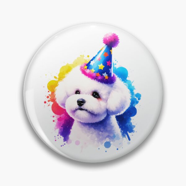 Item preview, Watercolor Bichon Frise Wearing A Birthday Hat designed and sold by TheAnimalZ00.
