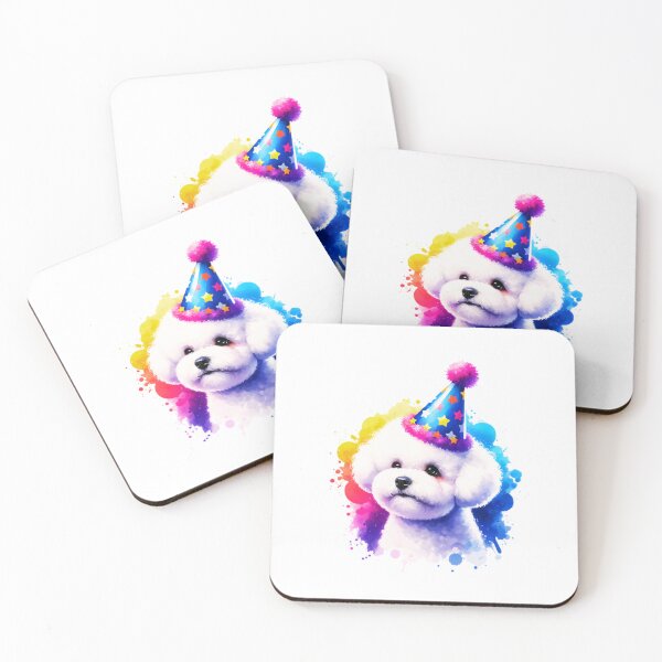 Item preview, Watercolor Bichon Frise Wearing A Birthday Hat designed and sold by TheAnimalZ00.