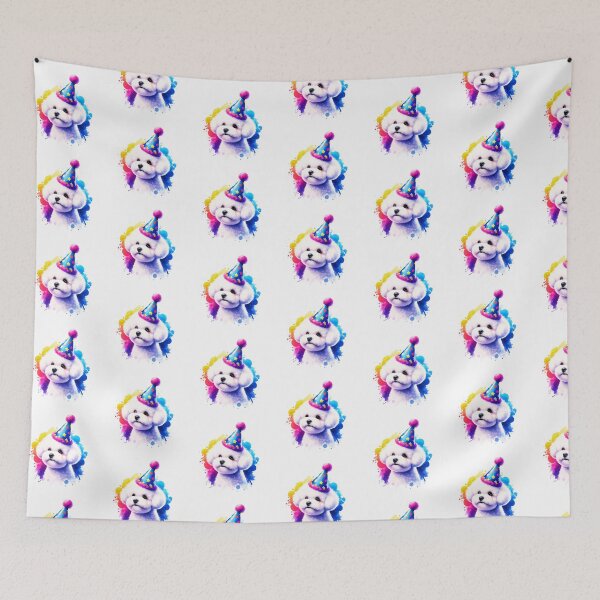 Item preview, Watercolor Bichon Frise Wearing A Birthday Hat designed and sold by TheAnimalZ00.