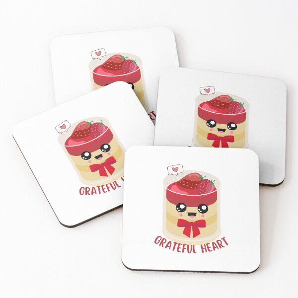 Item preview, Kawaii Strawberry Dessert with Grateful Heart Quote designed and sold by funwithstickers.