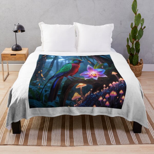 Item preview, Stained Glass Bird in Bioluminescent Rainforest designed and sold by Max Store.