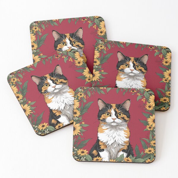 Item preview, Maryland Calico Cat And Black Eyed Susan Flowers 4 designed and sold by taiche.