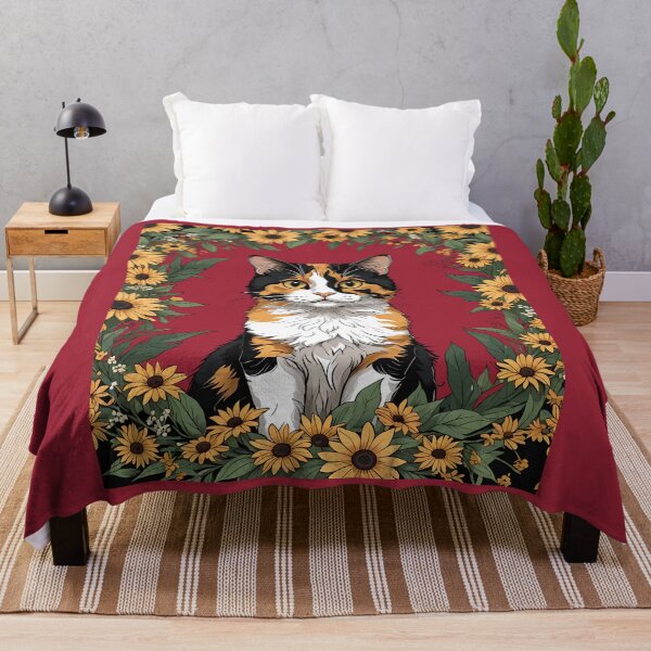 Item preview, Maryland Calico Cat And Black Eyed Susan Flowers 4 designed and sold by taiche.