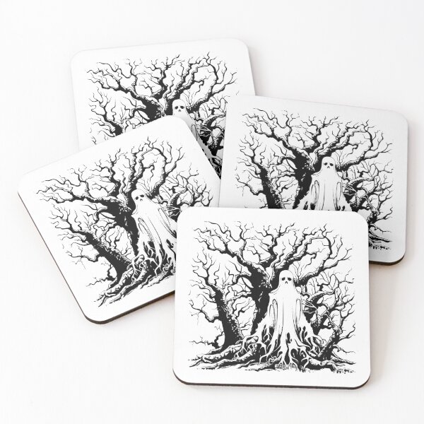 Item preview, Ghost in Haunted Forest – Gothic Tree and Spirit Horror Illustration designed and sold by inkoutninja.