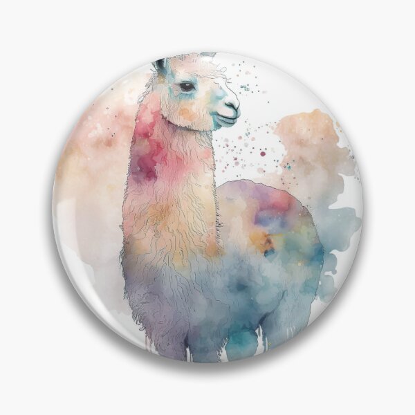 Item preview, Watercolor Llama Illustration with Pastel Color Splash designed and sold by PaintbrushPlace.