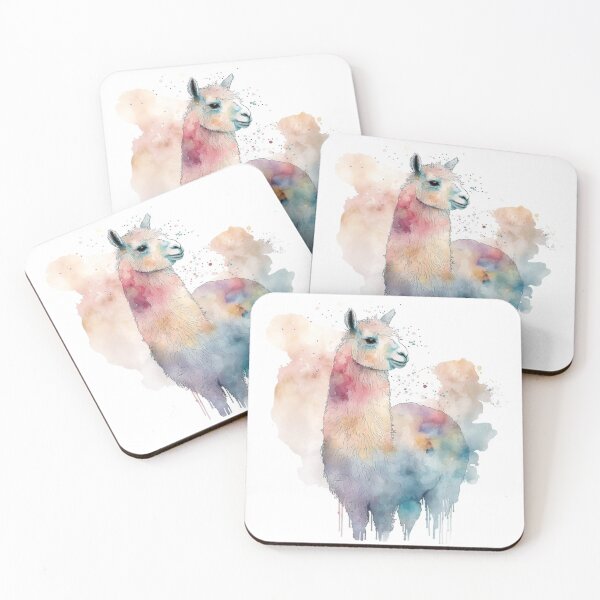 Item preview, Watercolor Llama Illustration with Pastel Color Splash designed and sold by PaintbrushPlace.