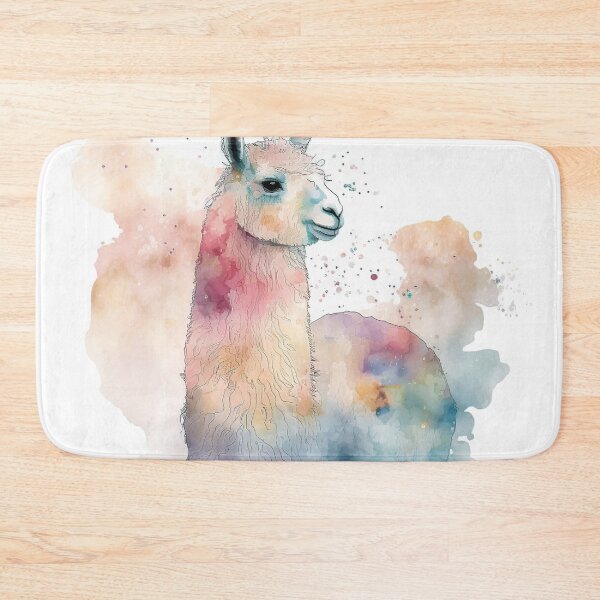 Item preview, Watercolor Llama Illustration with Pastel Color Splash designed and sold by PaintbrushPlace.