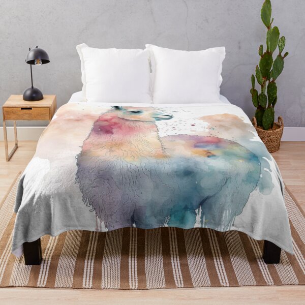 Item preview, Watercolor Llama Illustration with Pastel Color Splash designed and sold by PaintbrushPlace.