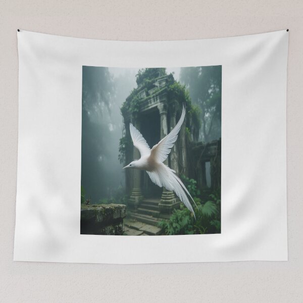 Item preview, Ghostly White Bird in Ancient Temple Ruins designed and sold by Max Store.