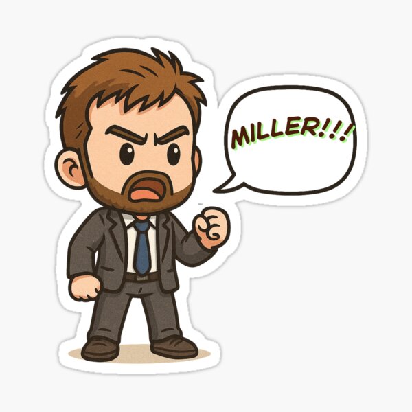 Item preview, ¡¡¡MILLER!!! – Arte de fan de Chibi Alec Hardy gritando – Broadchurch designed and sold by Where Troubles Melt Like Lemon Drops.