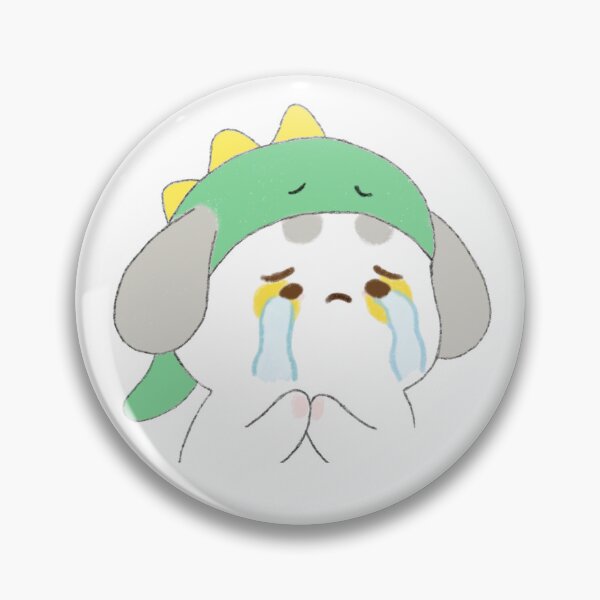 Item preview, Poonew the Chubby Crying White Dog in Dinosaur Hat | Cute & Emotional Dog Art designed and sold by Neiomi.