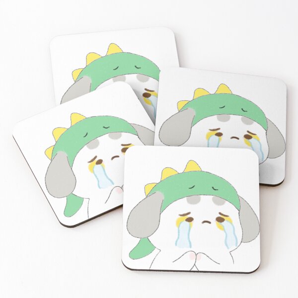 Item preview, Poonew the Chubby Crying White Dog in Dinosaur Hat | Cute & Emotional Dog Art designed and sold by Neiomi.