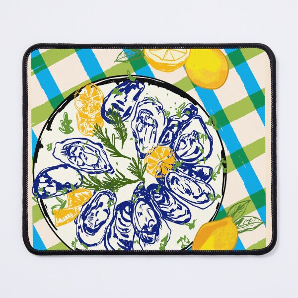 Item preview, Oysters on Plate with Lemon – Coastal Checkered designed and sold by MaiZephyr.