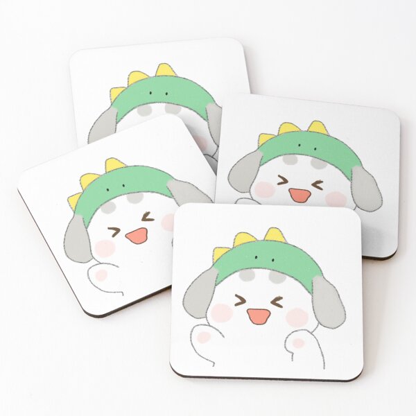 Item preview, Poonew the Joyful Chubby White Dog in Dinosaur Hat | Cheerful Cute Dog Illustration designed and sold by Neiomi.
