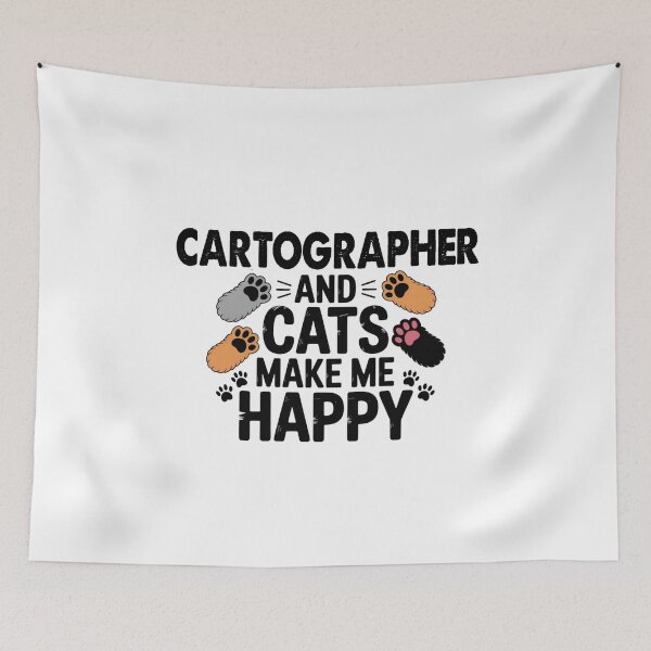 Item preview, Cartographer And Cats Make Me Happy - Funny Cartographer Cats Lover designed and sold by Oussinc.
