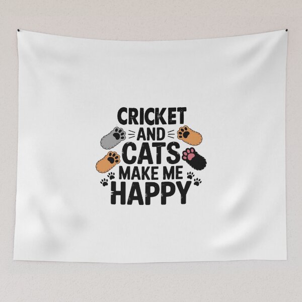 Item preview, Cricket And Cats Make Me Happy - Funny Cricket Cats Lover designed and sold by Oussinc.