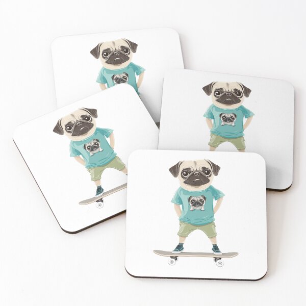 Item preview, Funny Pug on Skateboard – Kawaii Dog Wearing Pug Shirt for Dog Lovers designed and sold by FreeMaMindStudio.