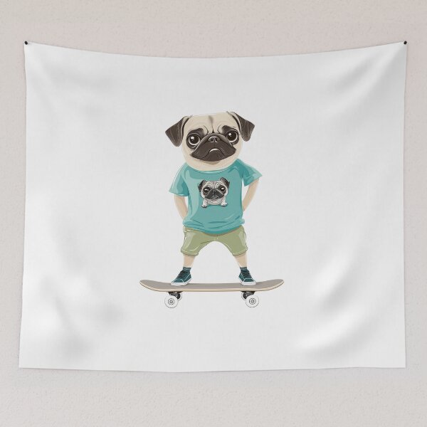 Item preview, Funny Pug on Skateboard – Kawaii Dog Wearing Pug Shirt for Dog Lovers designed and sold by FreeMaMindStudio.