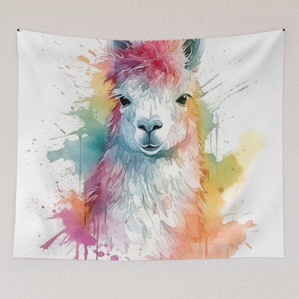 Item preview, Colorful Watercolor Llama Art – Vibrant Alpaca Illustration designed and sold by PaintbrushPlace.
