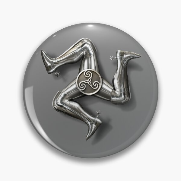 Item preview, Silver rendition of the Isle of Man triskelion with armored legs and Celtic spiral center. designed and sold by mirrorimages.