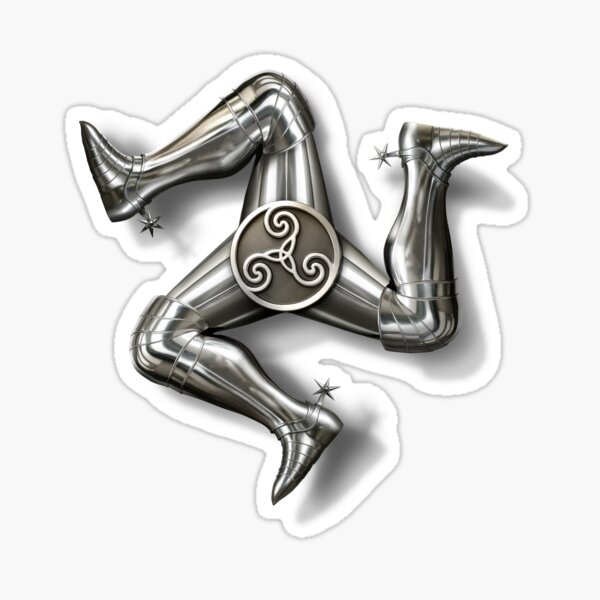 Item preview, Silver rendition of the Isle of Man triskelion with armored legs and Celtic spiral center. designed and sold by mirrorimages.