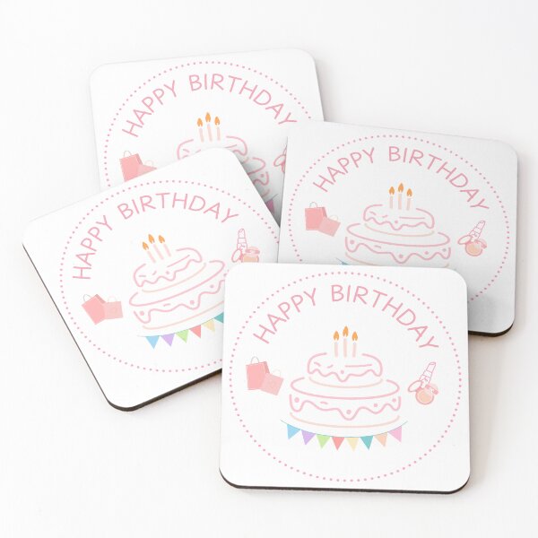 Item preview, ink Happy Birthday Sticker – Cute & Feminine Gift Accent designed and sold by hayashimei.