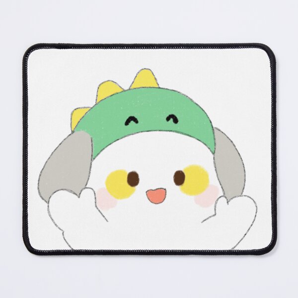 Item preview, Poonew the Excited Chubby White Dog in Green Dinosaur Hat | Cute Happy Dog Illustration designed and sold by Neiomi.