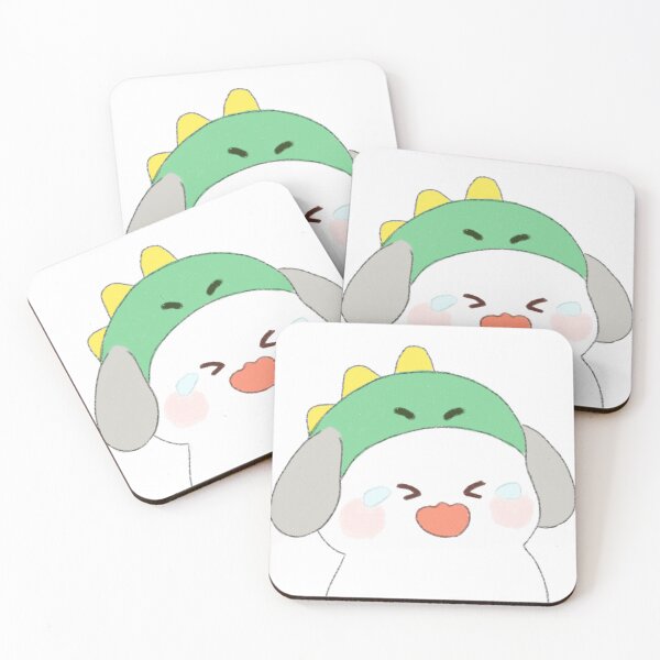 Item preview, Poonew the Chubby White Dog Laughing in a Green Dinosaur Hat | Funny & Cute Dog Illustration designed and sold by Neiomi.